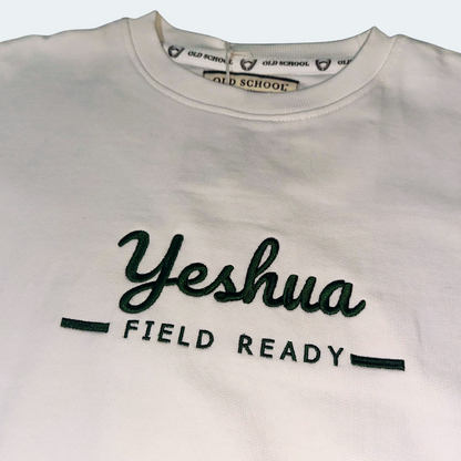“Yeshua” Embroidered Premium Crew Neck – White