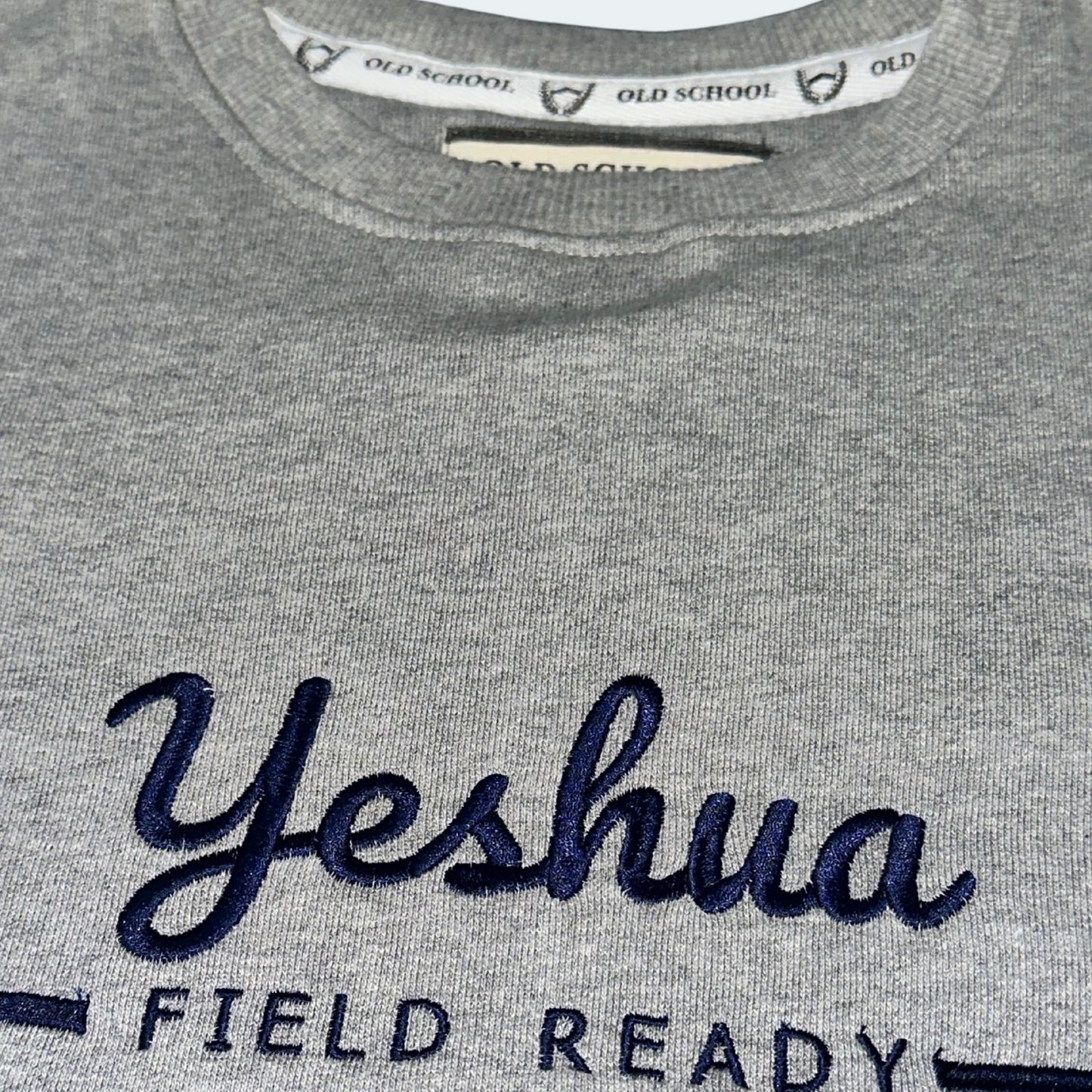 “Yeshua” Embroidered Premium Crew Neck – Grey