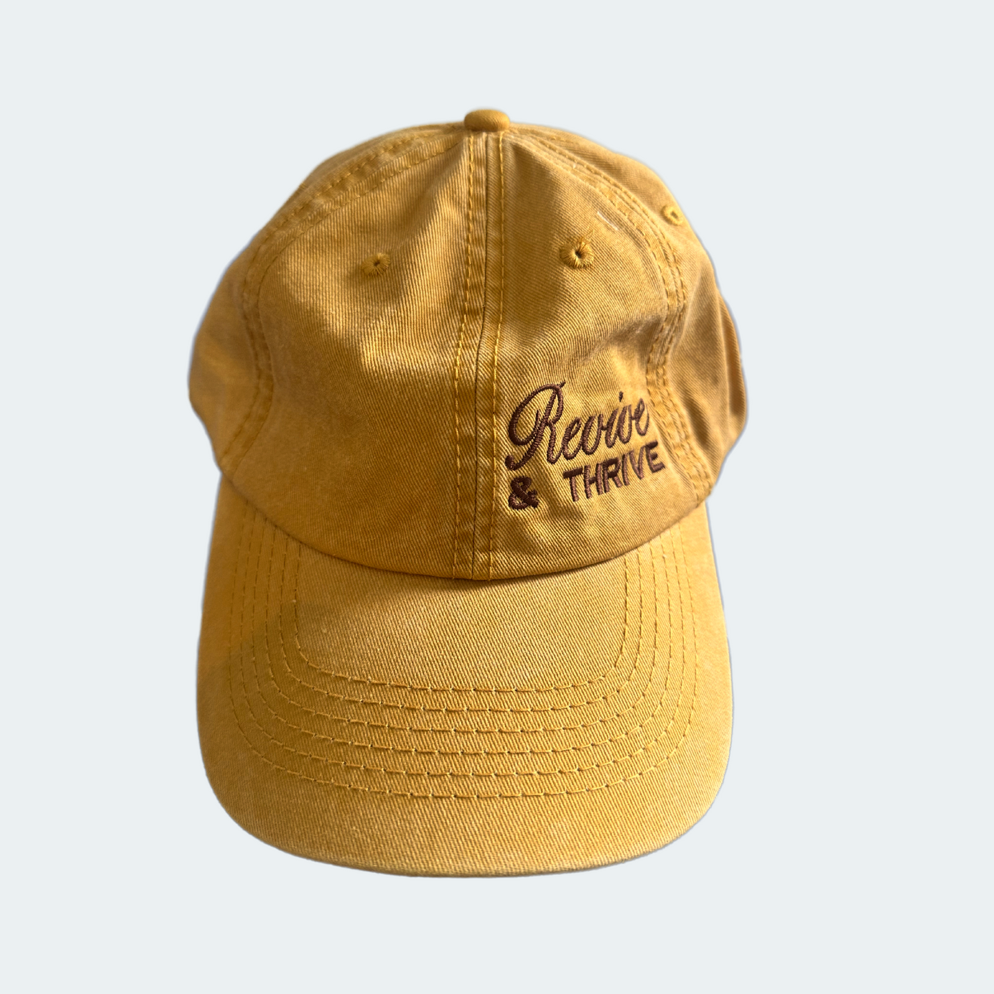 Revive and Thrive Embroidered Cap – Mustard