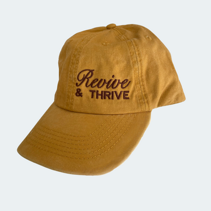 Revive and Thrive Embroidered Cap – Mustard