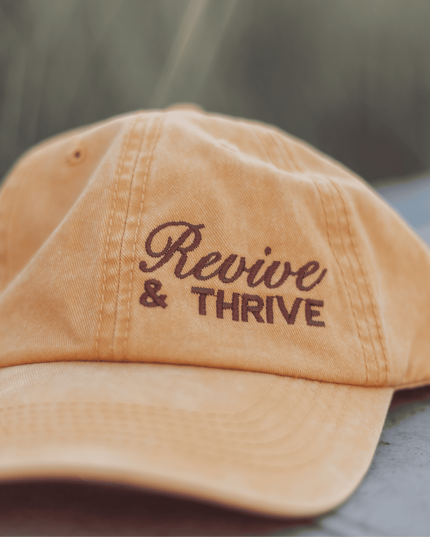 Revive and Thrive Embroidered Cap – Mustard