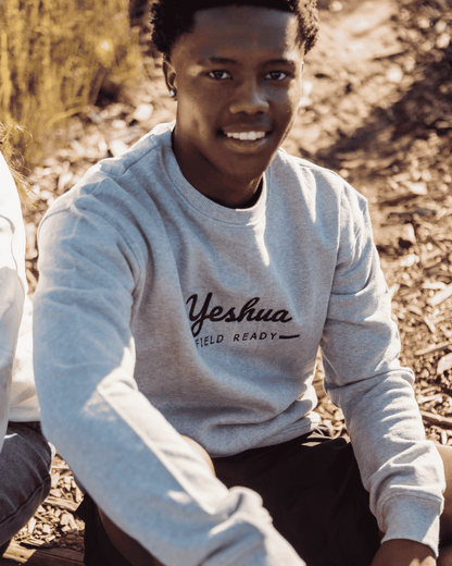“Yeshua” Embroidered Premium Crew Neck – Grey