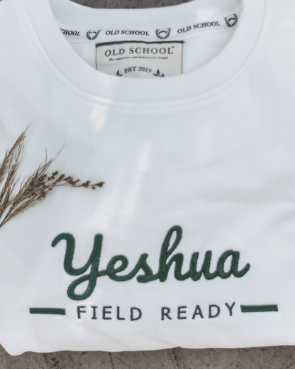 “Yeshua” Embroidered Premium Crew Neck – White