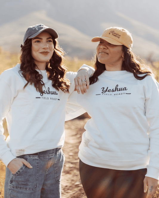“Yeshua” Embroidered Premium Crew Neck – White